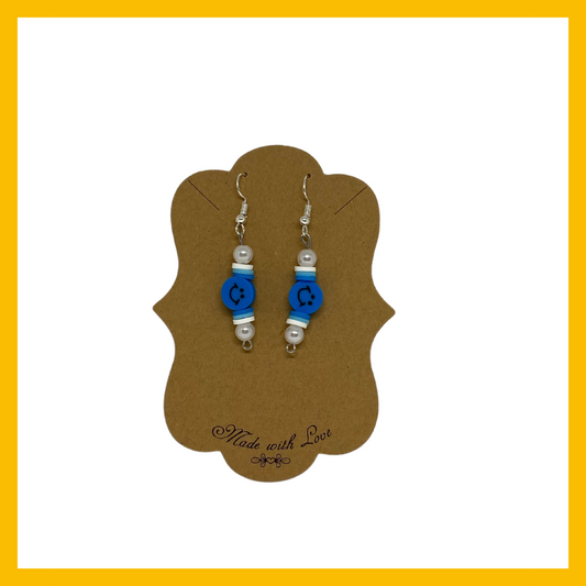 Blue Smiley Earrings