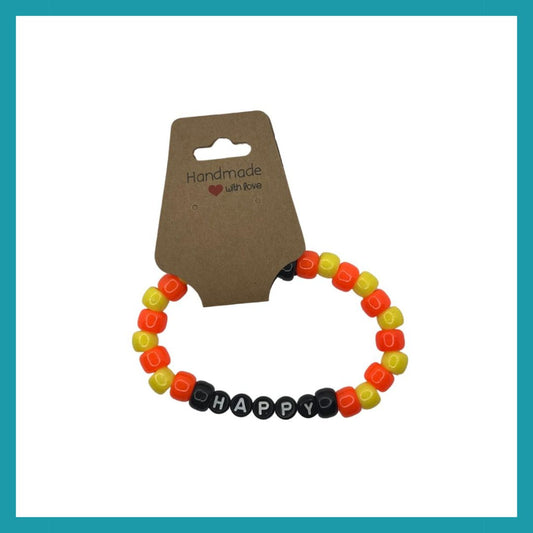Hiya Hope Bracelet - Happy Orange and Black Pony Beads