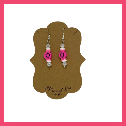 Pink Smiley Earrings