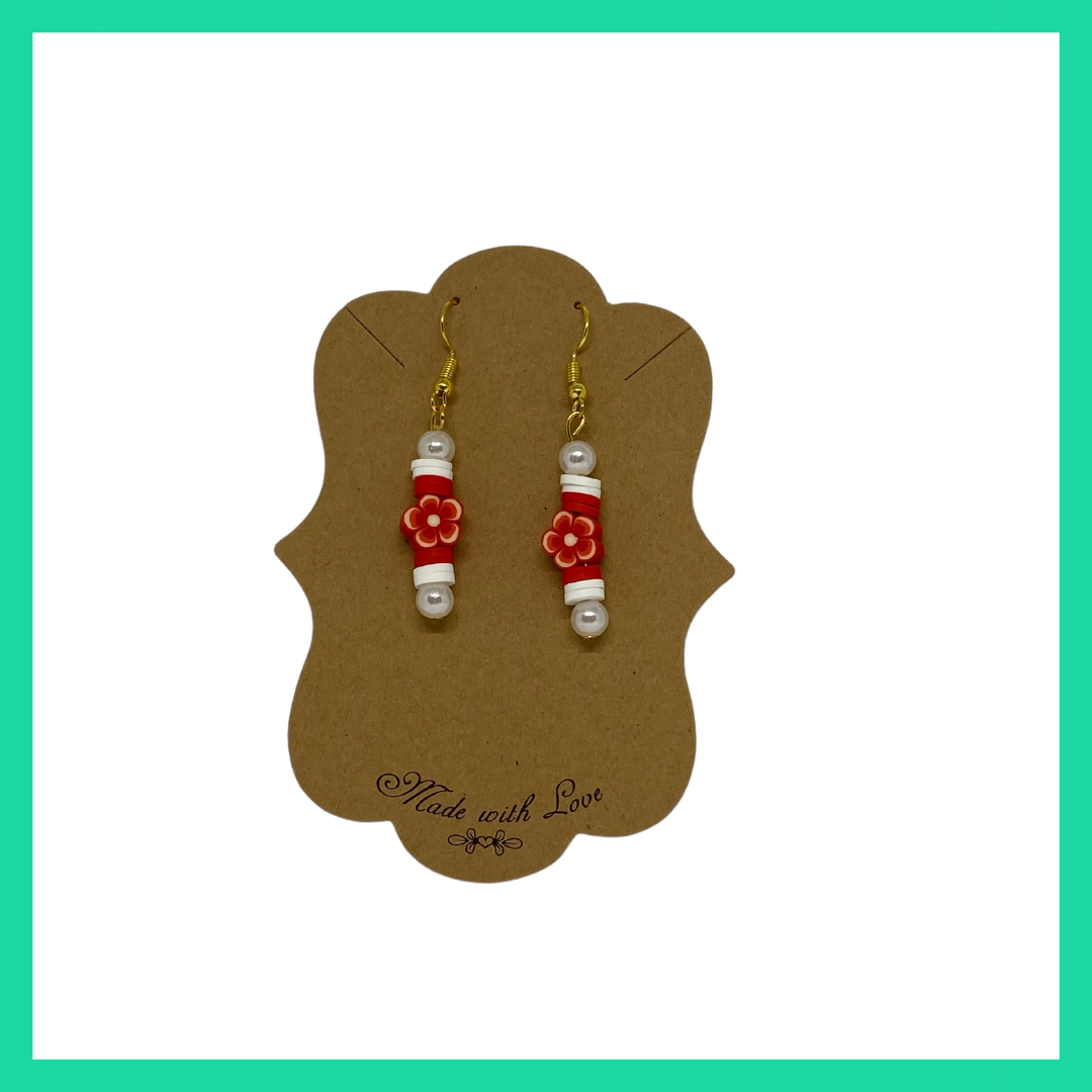 Red Flower Earrings